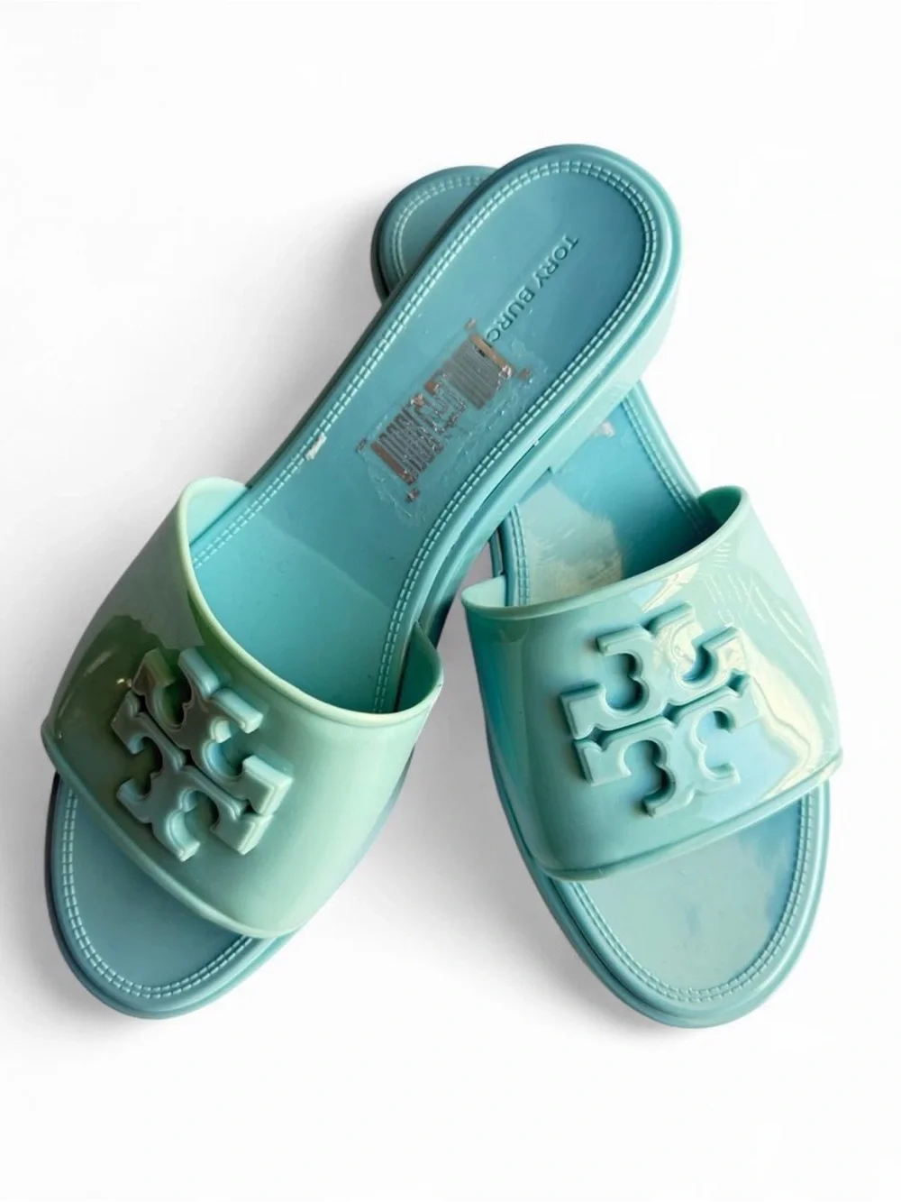 Tory Burch Eleanor Jelly Light Blue Slide Sandals Size 9